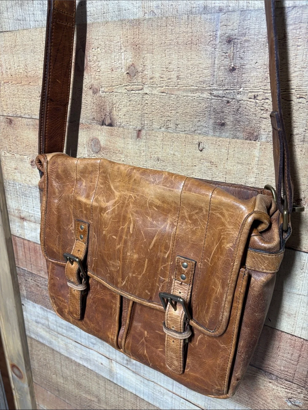 ONA The Prince Street Brown Leather Camera Messenger Laptop Bag antique cognac